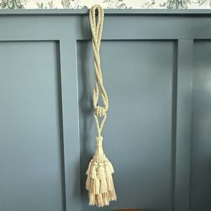 Vintage 90's Oversized 30" Decorative Tassel Tieback Cream Beige Fringe